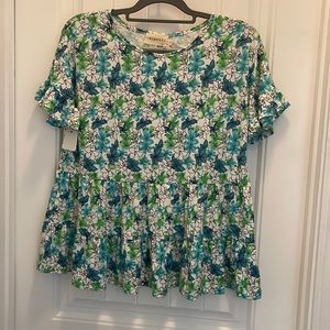 Flower print ruffle top